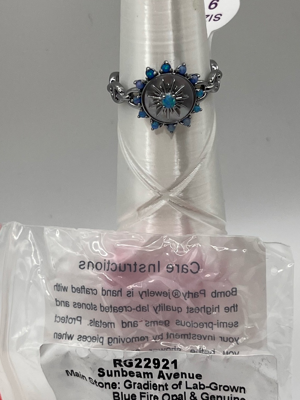 Sunbeam Avenue Blue Opal Sunburst Ring - Silver-Tone